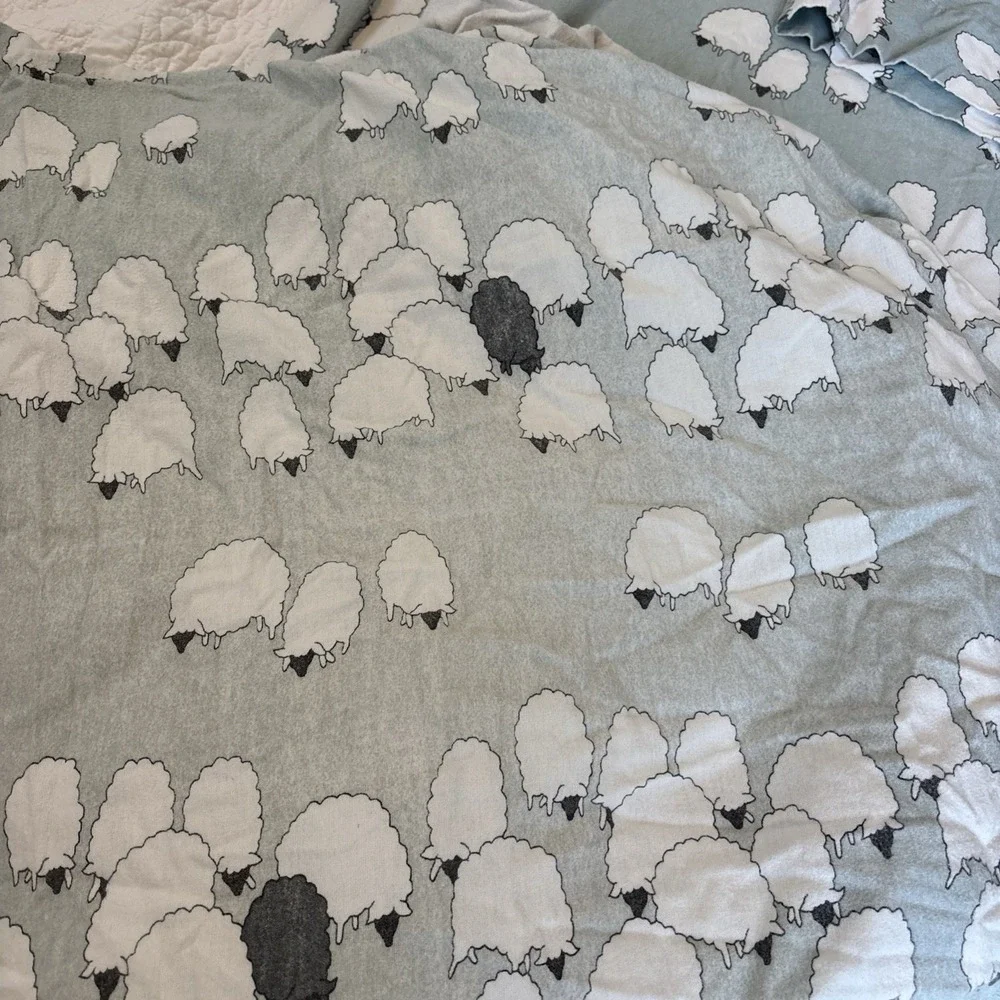 Cuddledown Queen Sheet Set Counting Sheep 100% Cotton Flannel Germany Sample